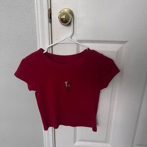 Brandy Melville red embroidered crop top